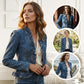 📢📢57 % DE RÉDUCTION !! ⏰Veste en jean à boutons pour femme, avec volants et ouverture sur le devant