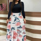Robe à manches longues à imprimé floral et empiècements pour femme