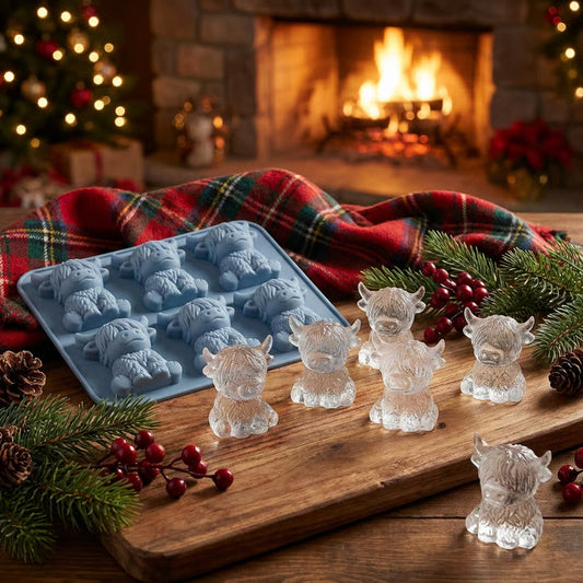 🐮🥤✨ Moule à Glaçons Vache Highland Silicone 3D • Mignon & Créatif pour Fêtes 🧊🍹