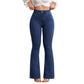 👖 50 % DE RÉDUCTION ! 💙 Jean stretch taille haute évasé pour femme : Coupe confortable, style rétro et tissu stretch 🌸