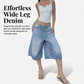 Jupe-culotte en jean à jambes larges et boutons multiples pour femme