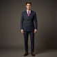 Costume homme à fines rayures 👔 Affine et allonge la silhouette, croisé avec revers pointus, coupe ajustée 💼 Idéal pour les affaires et les mariages 🏆