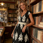 🎑60 % de réduction ✨Robe longue fluide à col en V et imprimé baroque pour femme