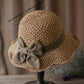 👒🌞 PROMO -50% ! Chapeau de Soleil Tressé avec Nœud – Large Bord, Ajustable & Pliable pour Voyage (Kaki/Beige)
