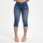 Pantalon Capri en denim stretch coupe slim pour femme