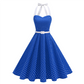 Robe trapèze rétro à pois pour femme, avec dos nu