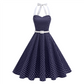 Robe trapèze rétro à pois pour femme, avec dos nu