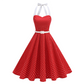 Robe trapèze rétro à pois pour femme, avec dos nu