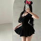 Mini-robe évasée à manches courtes pour femme