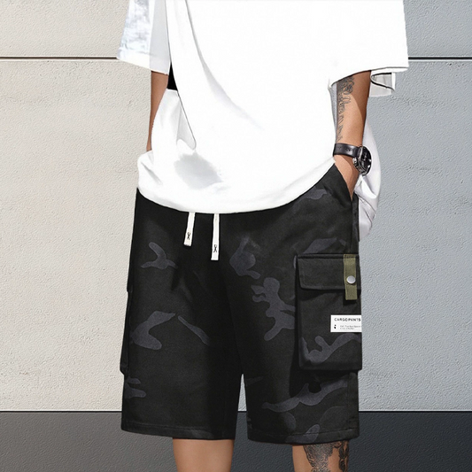 🩳🍂✨ PROMO -57% ! Shorts Cargo Camouflage – 6 Poches Pratiques, Cordon de Taille & Coupe Détendue (4 Couleurs, XS-3XL)