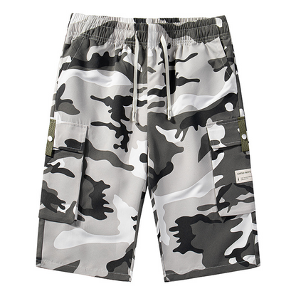 🩳🍂✨ PROMO -57% ! Shorts Cargo Camouflage – 6 Poches Pratiques, Cordon de Taille & Coupe Détendue (4 Couleurs, XS-3XL)