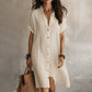 🌸 Robe-chemise à manches courtes et col boutonné pour femme — Un incontournable de votre nouvelle garde-robe ✨