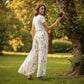 Pantalon large à imprimé floral pour femme