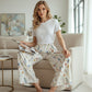Pantalon large à imprimé floral pour femme
