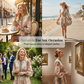 Mini-robe à col haut et imprimé floral romantique