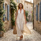 👗 OFFRE À DURÉE LIMITÉE : 50 % DE RÉDUCTION ! 💃 Robe midi décontractée à col en V et dos nu pour femme – Tissu fluide, poches plaquées, respirante 🍂