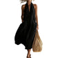 👗 OFFRE À DURÉE LIMITÉE : 50 % DE RÉDUCTION ! 💃 Robe midi décontractée à col en V et dos nu pour femme – Tissu fluide, poches plaquées, respirante 🍂
