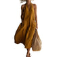 👗 OFFRE À DURÉE LIMITÉE : 50 % DE RÉDUCTION ! 💃 Robe midi décontractée à col en V et dos nu pour femme – Tissu fluide, poches plaquées, respirante 🍂