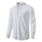 🔥Chemise Henley pour homme en coton et lin, à col montant et manches longues✈️
