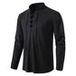 🔥Chemise Henley pour homme en coton et lin, à col montant et manches longues✈️
