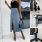 👗 Jupe Denim Chic à Boutons | Coupe Bodycon & Fendue ✨