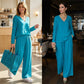 🔥Ensemble d’intérieur décontracté 2 pièces pour femme : haut à col en V et pantalon✈️