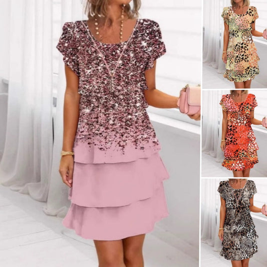 🔥Robe à Paillettes Colorée Polyvalente et Stylisée à Imprimé Léopard✈️