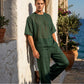 📢📢50 % DE RÉDUCTION !! ⏰Ensemble 2 pièces pour homme : t-shirt et pantalon à jambes larges