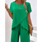 🔥Ensemble décontracté pour femme : haut asymétrique et pantalon à jambes larges✈️