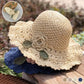🔥Élégant Chapeau de Paille au Crochet avec Détail à Volants✈️