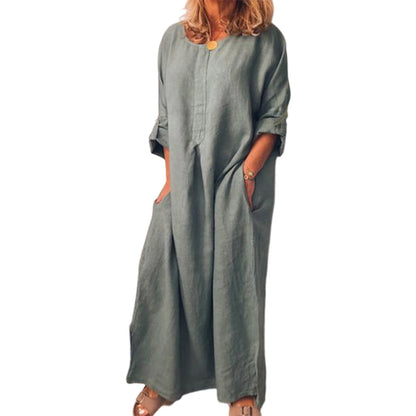 💥66 % DE RÉDUCTION !🔥Robe longue ample décontractée en coton et lin pour femme✈️