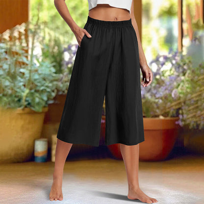 ⏰🔥OFFRE LIMITÉE : 55 % DE RÉDUCTION ! 👖 Pantalon décontracté uni à jambes larges et longueur 3/4 – Confortable, élégant et naturellement chic ✨💃