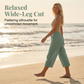 Pantalon court plissé en coton et lin uni pour femme