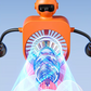 Ventilateur sur pied multifonction au design robotique