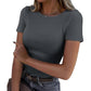 T-shirt à manches courtes et col rond pour femme