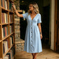 🌸 Le chic estival en toute simplicité – Robe d'été à col en V et boutons pour femme☀️