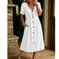 🌸 Le chic estival en toute simplicité – Robe d'été à col en V et boutons pour femme☀️