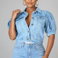 🌞 NOUVEAU : Collection d'été avec jusqu'à -50% de réduction 🛍️Veste en denim courte manches bouffantes