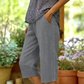 Pantalon capri décontracté pour femme avec dentelle sur les côtés