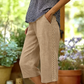Pantalon capri décontracté pour femme avec dentelle sur les côtés