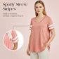 T-shirt à manches courtes rayé à col en V pour femme
