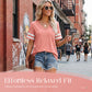 T-shirt à manches courtes rayé à col en V pour femme