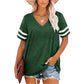 T-shirt à manches courtes rayé à col en V pour femme