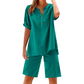 Ensemble 2 pièces en coton et lin pour femme