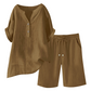 Ensemble 2 pièces en coton et lin pour femme