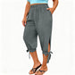 📢📢50 % DE RÉDUCTION !! ⏰Pantalon capri décontracté pour femme à taille élastiquée