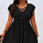 👗 50% DE RÉDUCTION ✨ Robe femme col V à volants – Élégante, cintrée & polyvalente – Parfaite pour le bureau, les brunchs ou les rendez-vous romantiques – chic et féminine 🌸