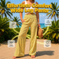Pantalon pour femme à taille froncée et motif vichy rayé