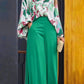 Chemise florale féminine et pantalon à pattes larges avec taille haute (1 set)✈️【Chéri(e), deux articles avec livraison gratuite】