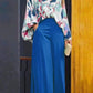 Chemise florale féminine et pantalon à pattes larges avec taille haute (1 set)✈️【Chéri(e), deux articles avec livraison gratuite】